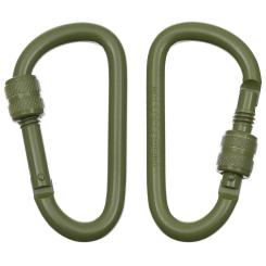 Karabiner, Schraubverschluss, D 8 mm x 8 cm, 2er Pack, oliv 