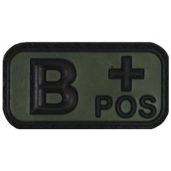 Klettabzeichen, schwarz-oliv, Blutgruppe "B POS", 3D 