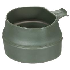 Schwed. Faltbecher, oliv Kunststoff, gebr. 