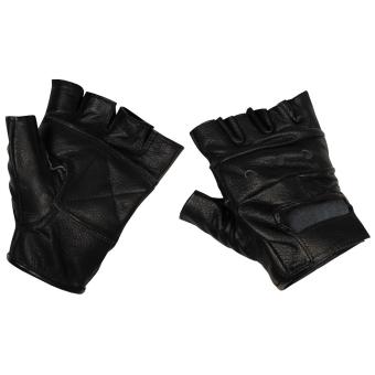 Lederhandschuhe, ohne Finger, Deluxe, schwarz L