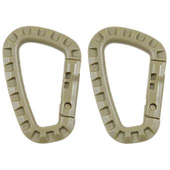 Karabiner, Plastik, coyote tan D 7 mm x 8,5 cm, 2er Pack 