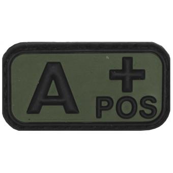 Klettabzeichen, schwarz-oliv, Blutgruppe "A POS", 3D 