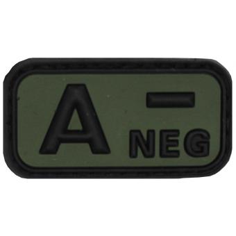 Klettabzeichen, schwarz-oliv, Blutgruppe "A NEG", 3D 