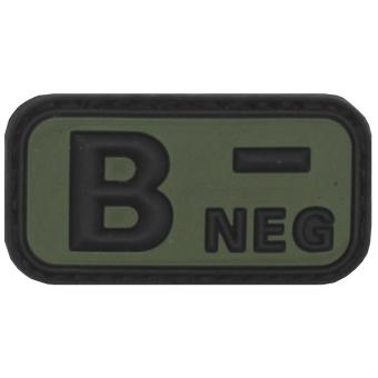 Klettabzeichen, schwarz-oliv, Blutgruppe "B NEG", 3D 
