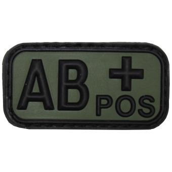 Klettabzeichen, schwarz-oliv, Blutgruppe "AB POS", 3D 