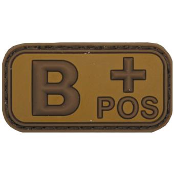 Klettabzeichen, braun-khaki, Blutgruppe "B POS", 3D 