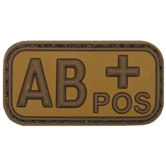 Klettabzeichen, braun-khaki, Blutgruppe "AB POS", 3D 