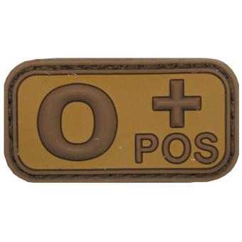 Klettabzeichen, braun-khaki, Blutgruppe "O POS", 3D 