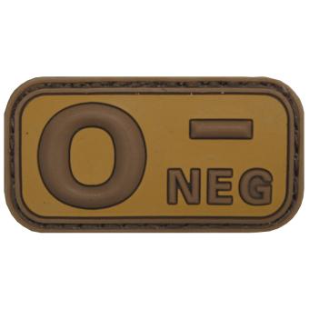 Klettabzeichen, braun-khaki, Blutgruppe "O NEG", 3D 