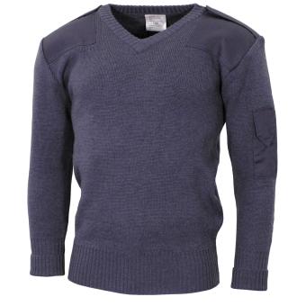 Brit. Pullover, V-Ausschnitt, blau/grau, gebr. 